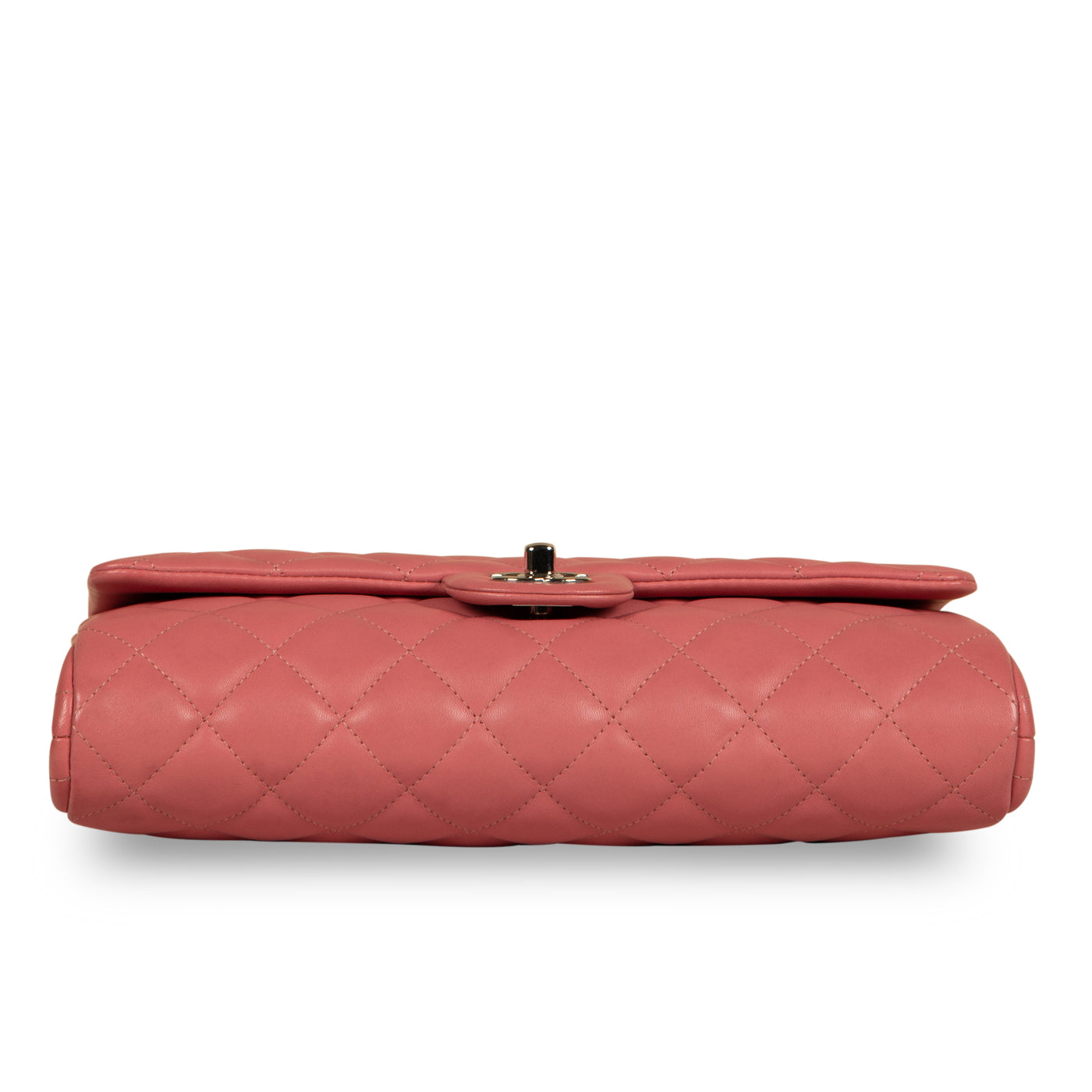 CHANEL Lambskin Enamel Quilted Pending Clutch With Chain Pink 1049553