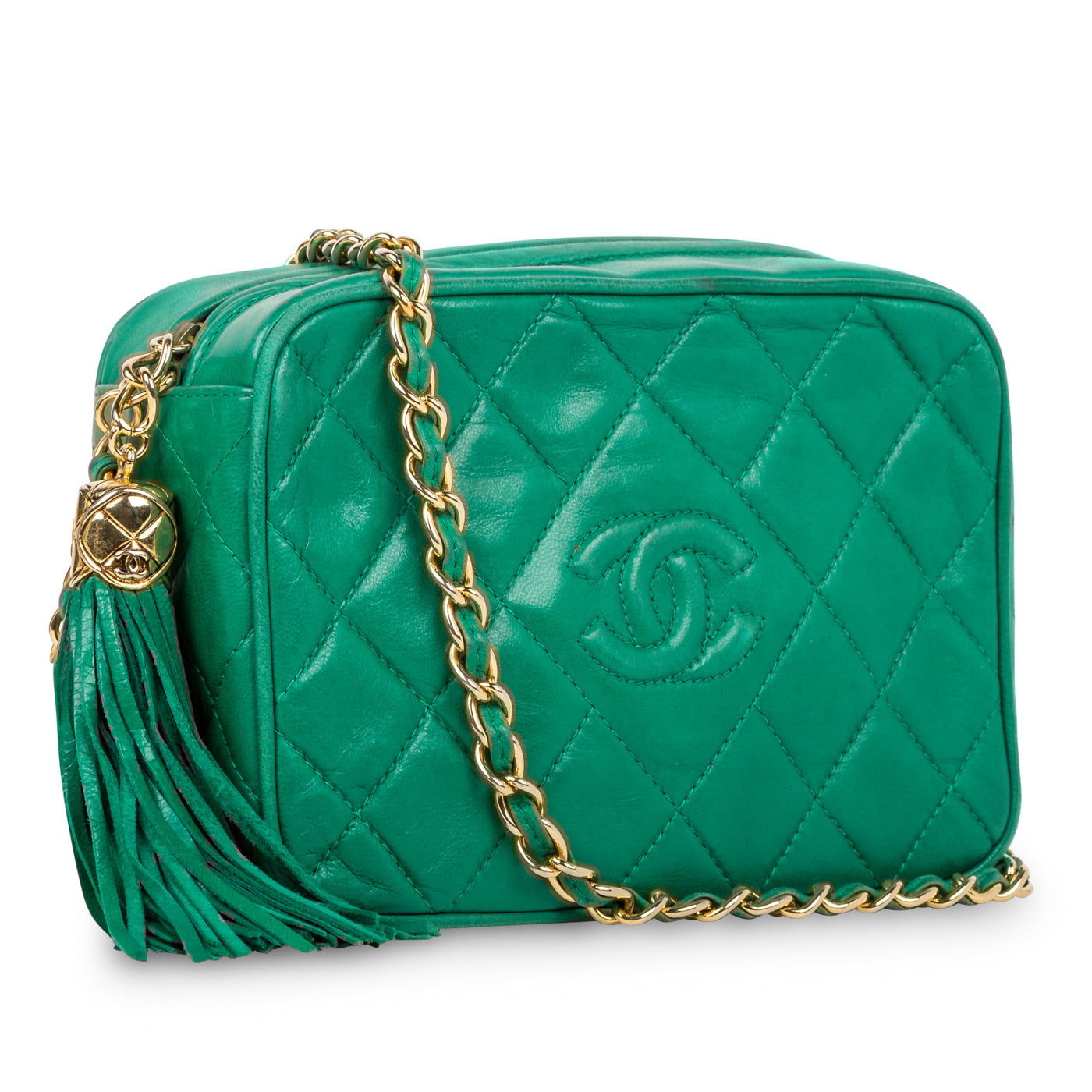 Chanel - Vintage Lambskin Tassel Bag - Emerald Green - Vintage
