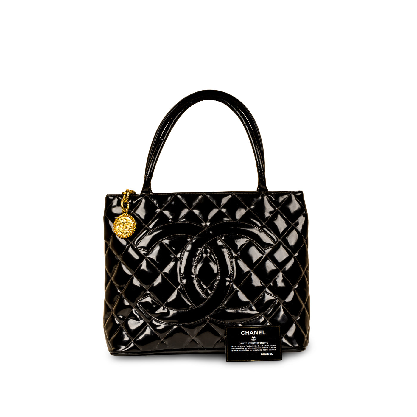 Chanel CC Patent Leather Medallion Tote