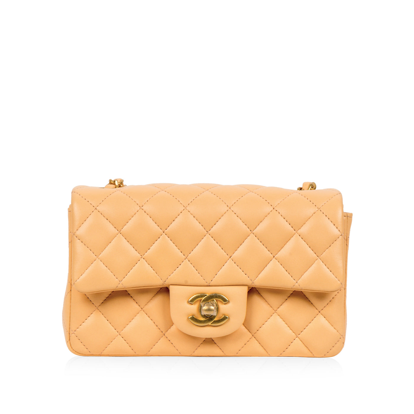 Chanel - Classic Flap Bag - Mini Rectangular - Peach - GHW