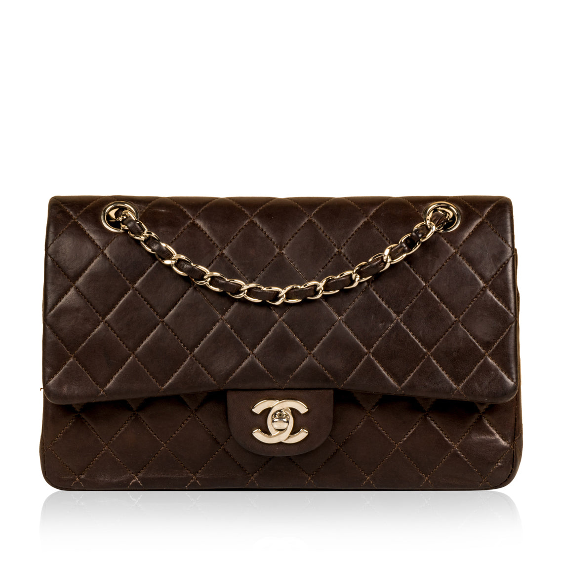 CHANEL Lambskin Quilted Small Double Flap Brown 1354879 | FASHIONPHILE
