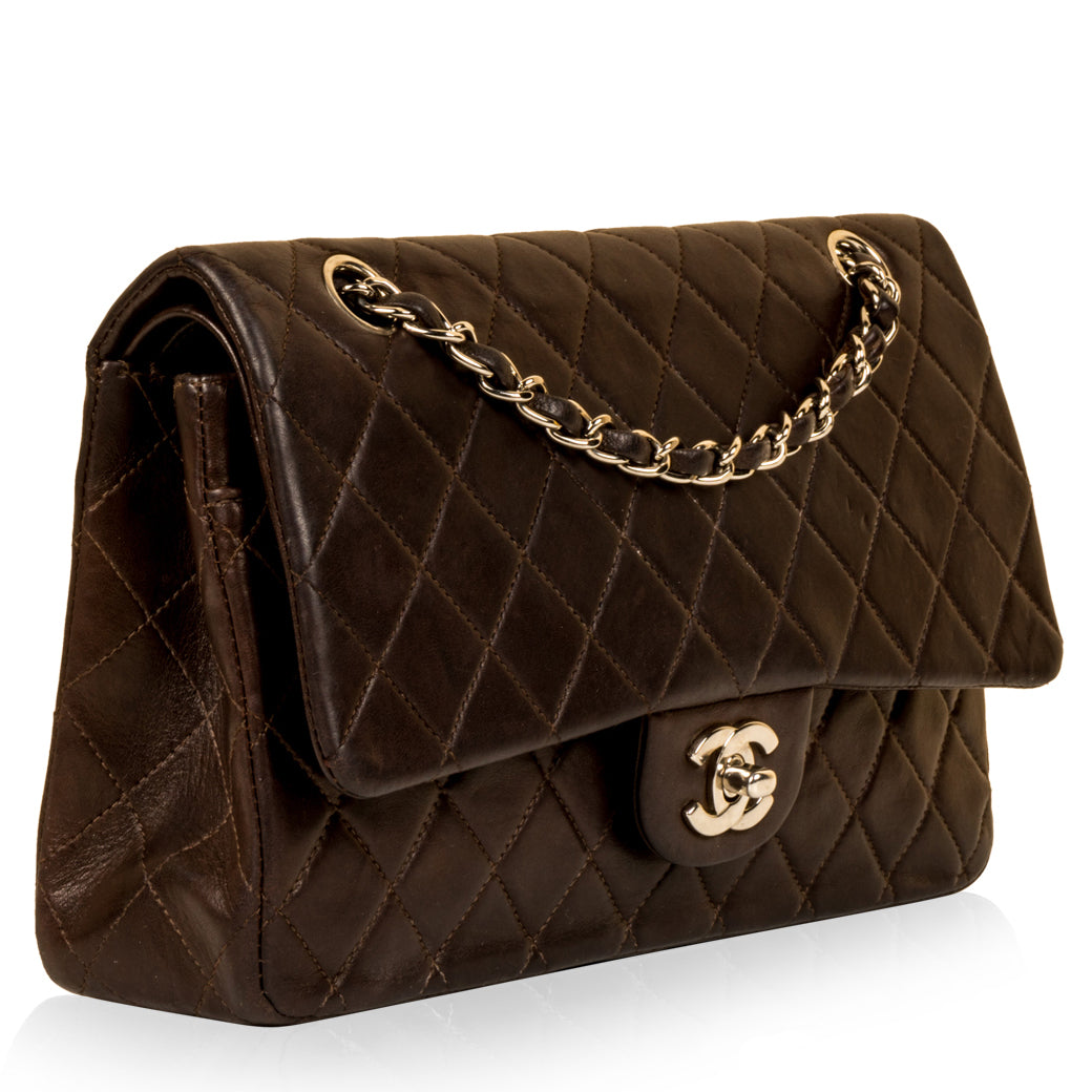 Chanel - Classic Flap Bag - Medium - Brown Lambskin - SHW - Pre-Loved