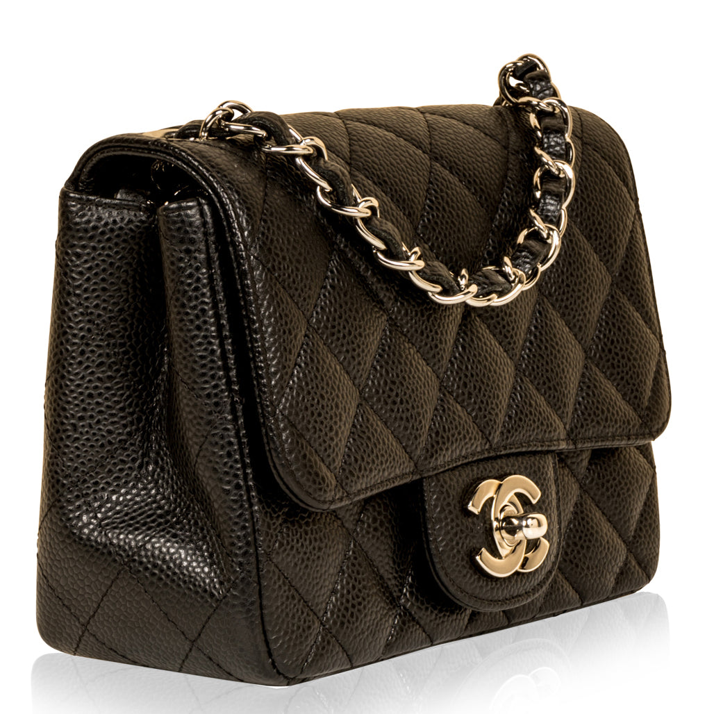 Chanel Black Caviar Mini Classic Square Flap Bag 17 61688