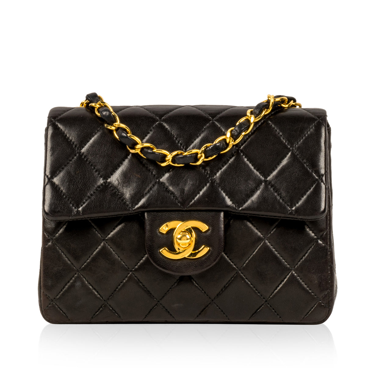 Chanel caviar mini square vintage leather strap - www
