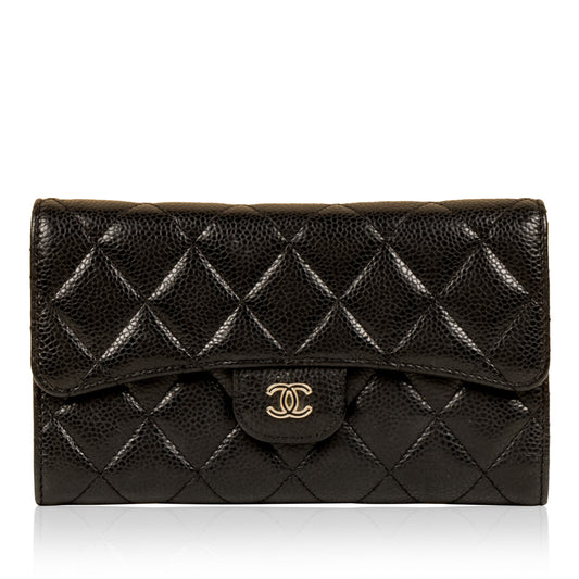 Long Flap Wallet - Caviar