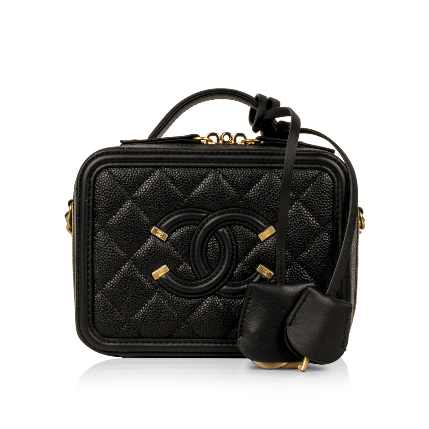 Chanel - Mini Filigree CC Vanity Case - Black Caviar - New