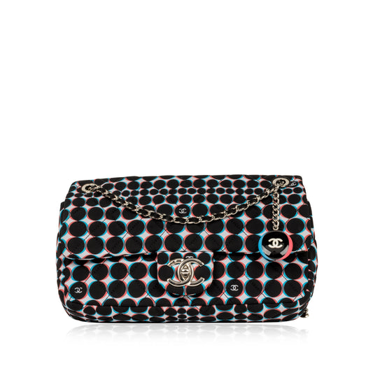 Polka-Dot Nylon Flap Bag