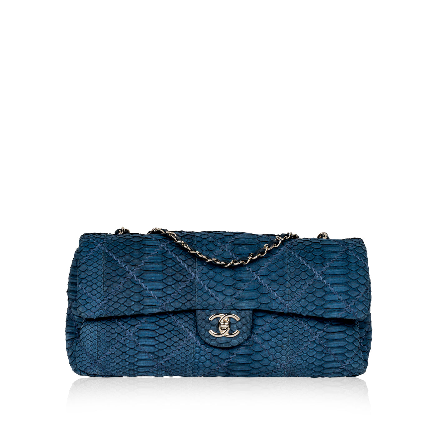 Chanel - Python Flap Bag - Blue - Pre-Loved