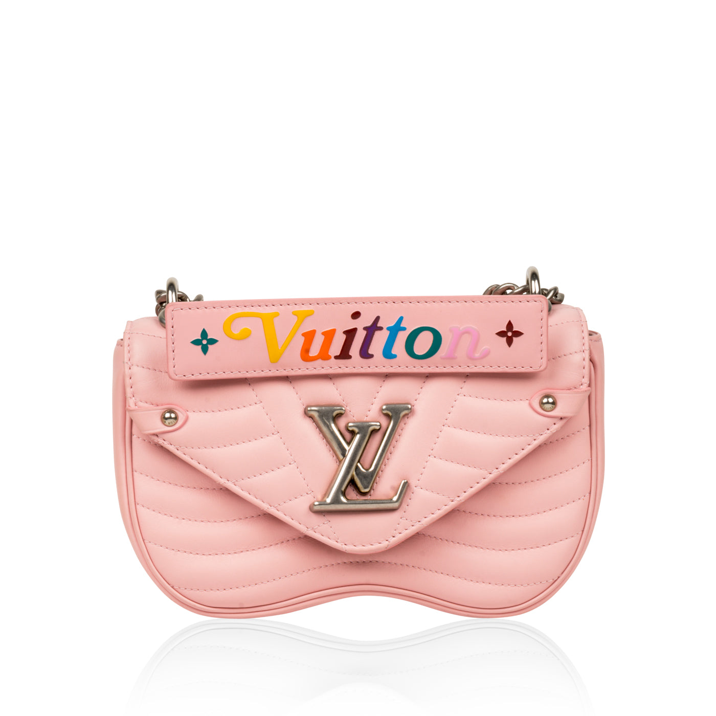 LOUIS VUITTON New Wave PM Quilted Leather Chain Crossbody Bag Rose Blo
