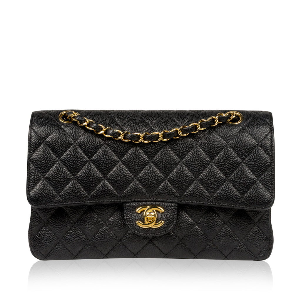 Chanel Black Quilted Terry Cloth Classic Medium Single Flap Bag ., Lot  #58352