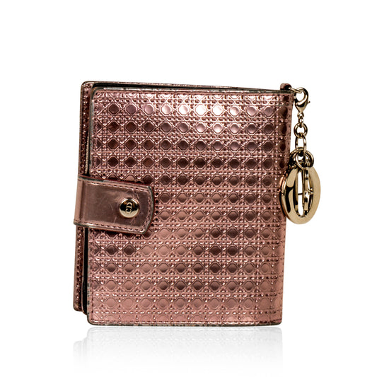 Cannage Metallic Wallet Pink