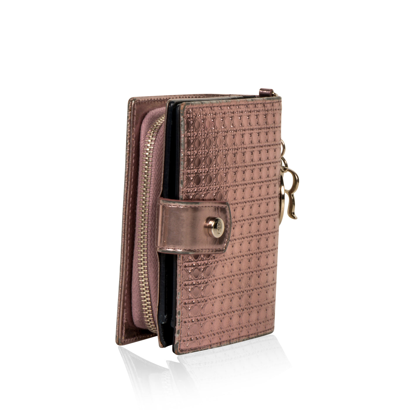 Cannage Metallic Wallet Pink