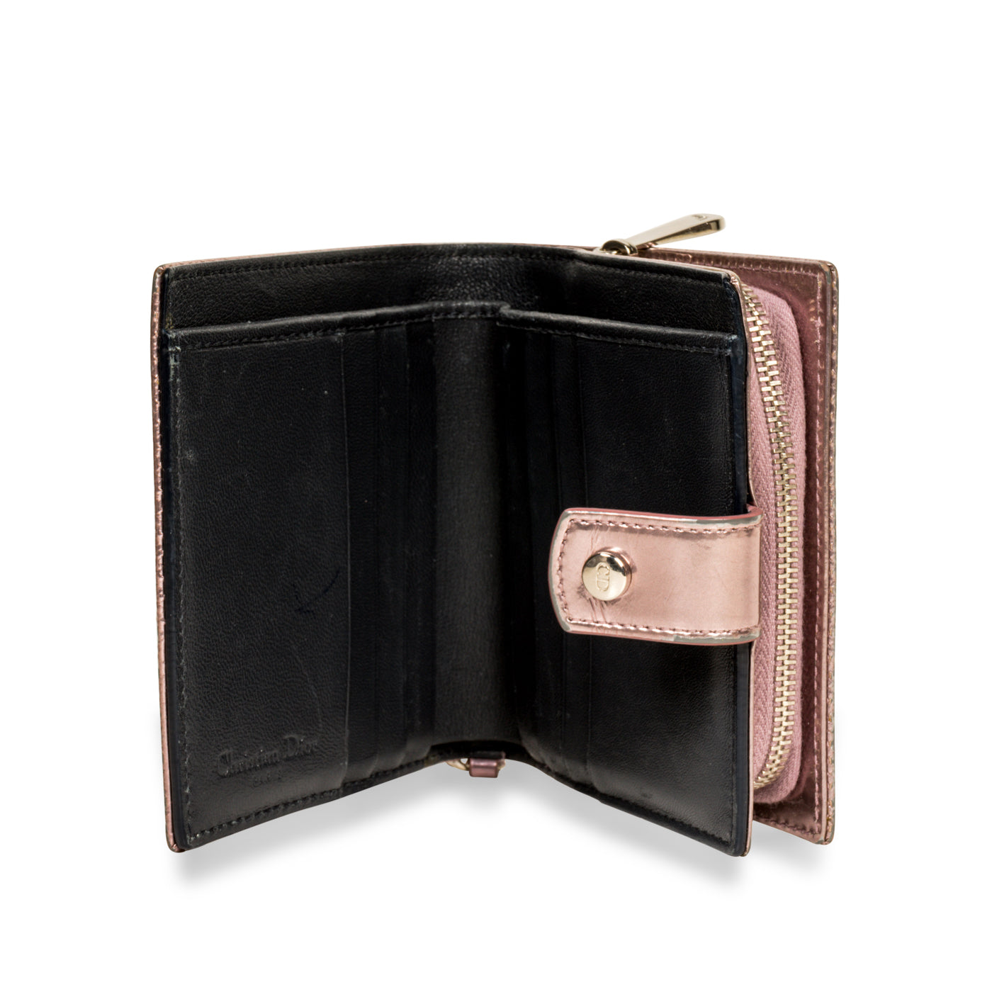 Cannage Metallic Wallet Pink