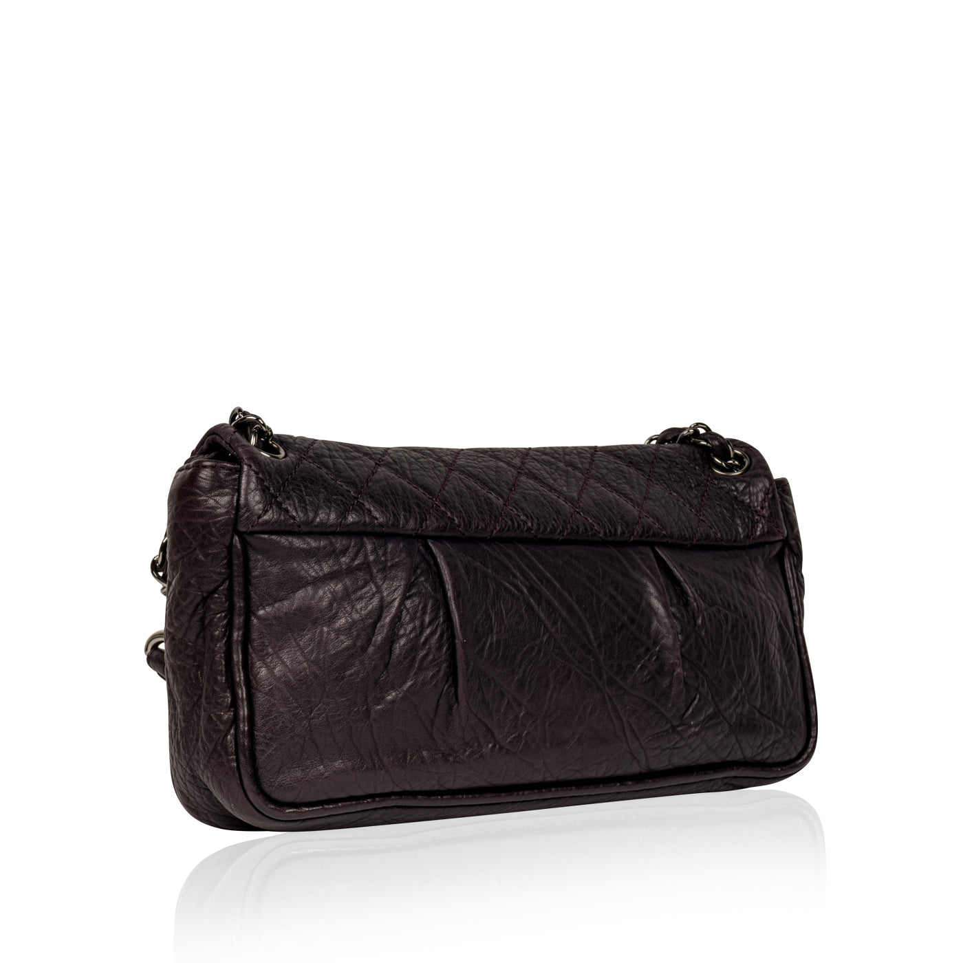 Distressed Calfskin Shoulder Bag