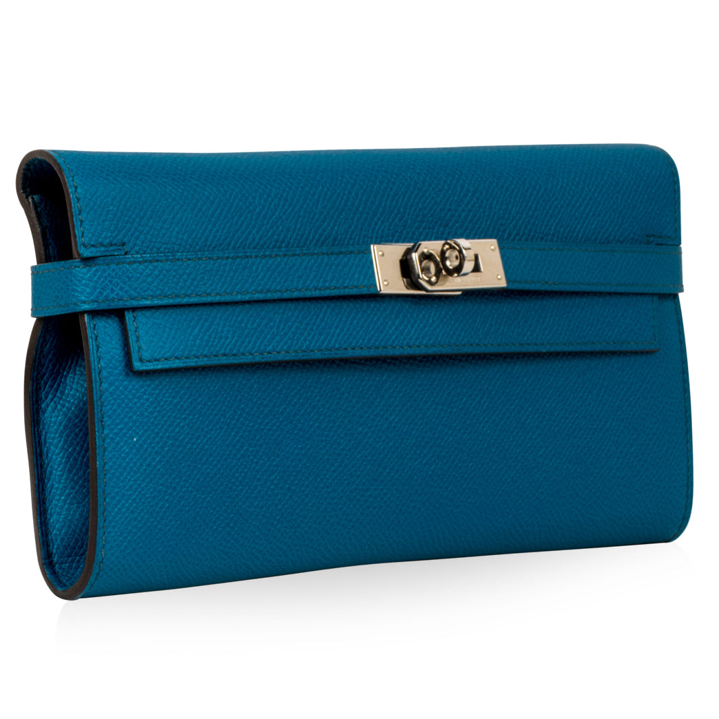 Kelly Classic Wallet - Bleu Izmir Epsom