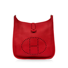 Hermes Rouge Casaque Clemence Leather Evelyne III GM Bag Hermes