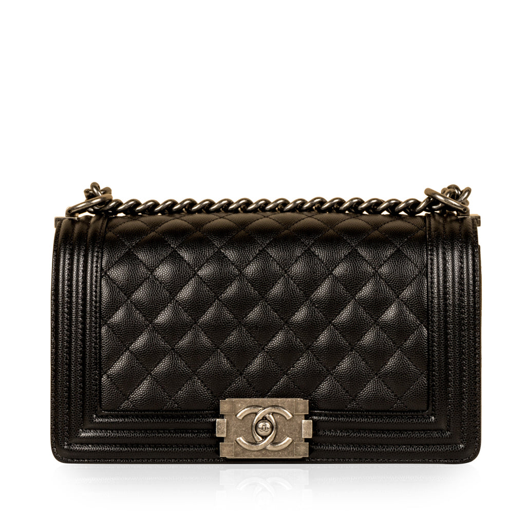 Chanel calfskin quilted new cheap medium boy flap black