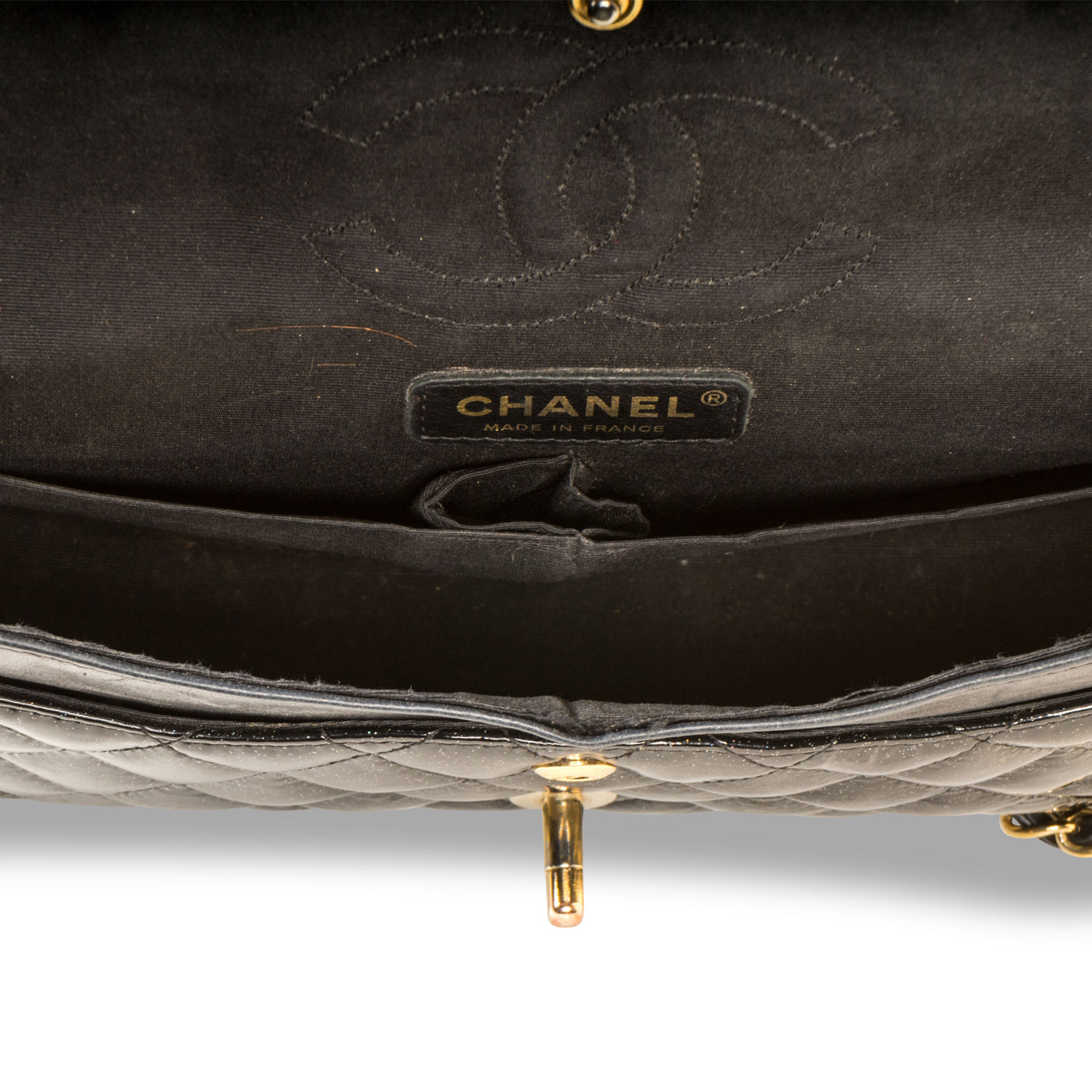 Classic Flap Bag - Medium - Patent Black Glitter