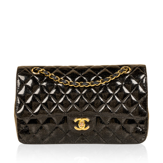 Classic Flap Bag - Medium - Patent Black Glitter