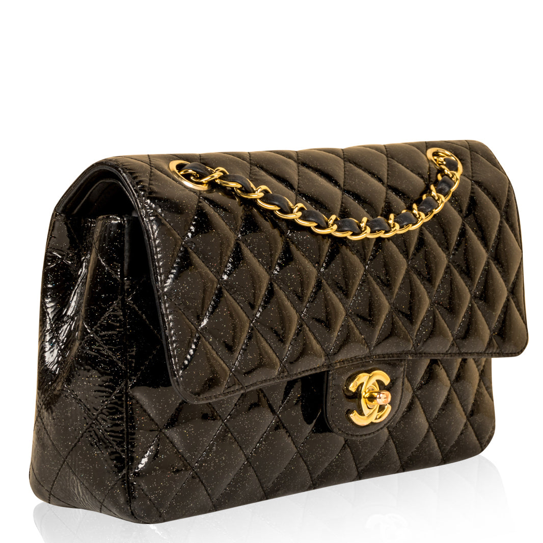 Classic Flap Bag - Medium - Patent Black Glitter