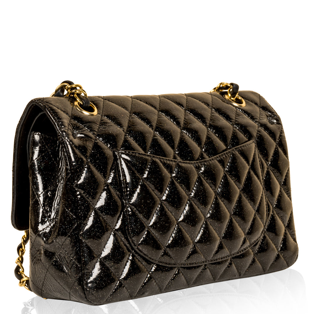 Classic Flap Bag - Medium - Patent Black Glitter