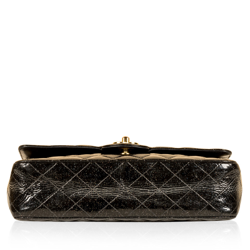 Classic Flap Bag - Medium - Patent Black Glitter