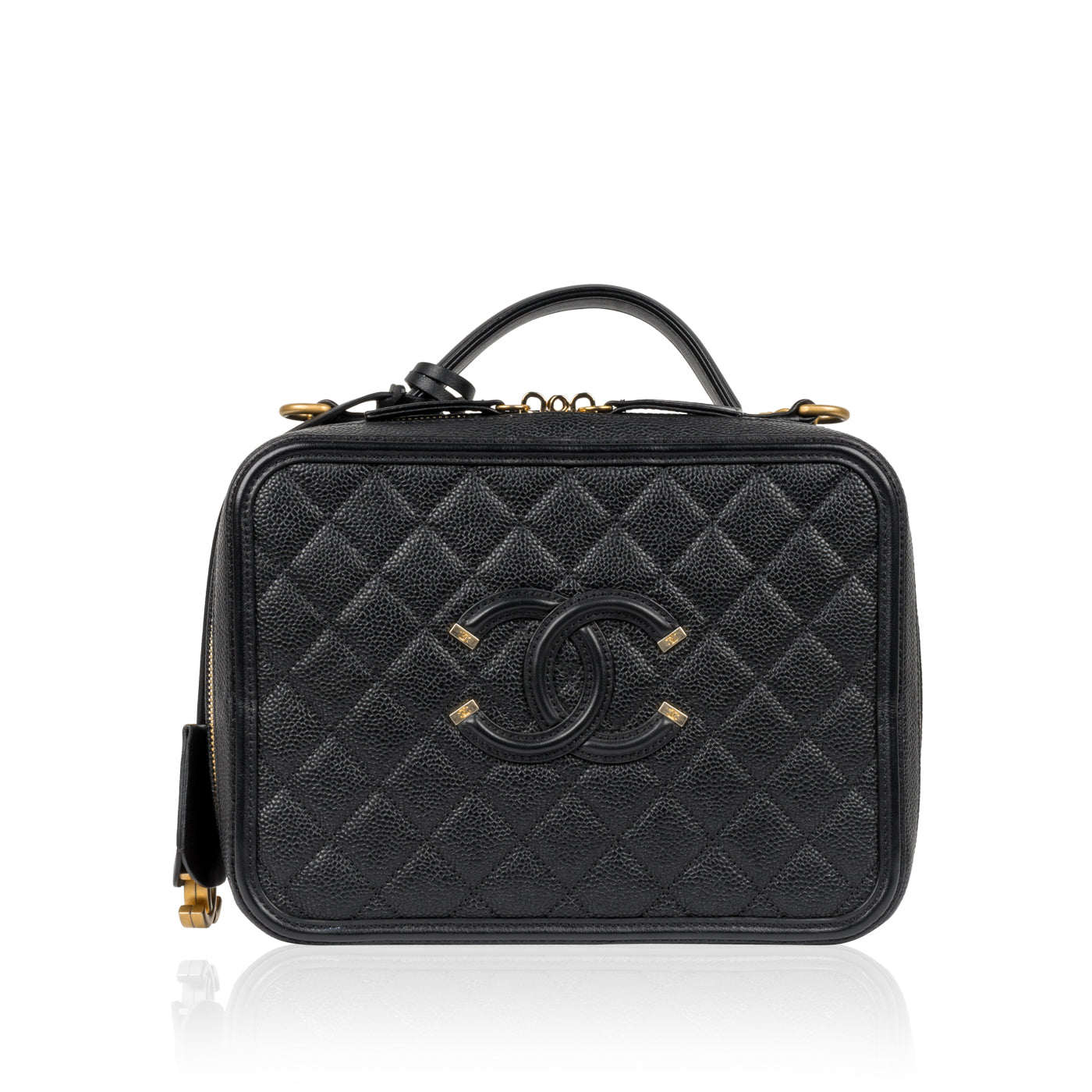 Chanel - Large CC Filigree Vanity Case - Black - Pre-Loved