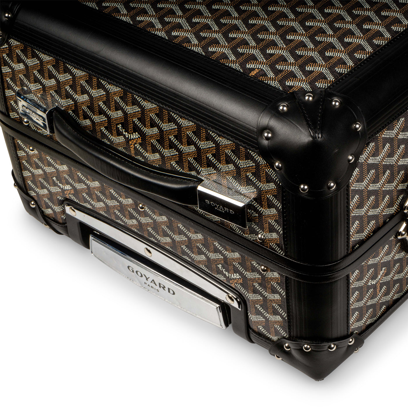 Pre-owned Goyard Ine Canvas And Leather Bourget Pm Trolley Case In Black