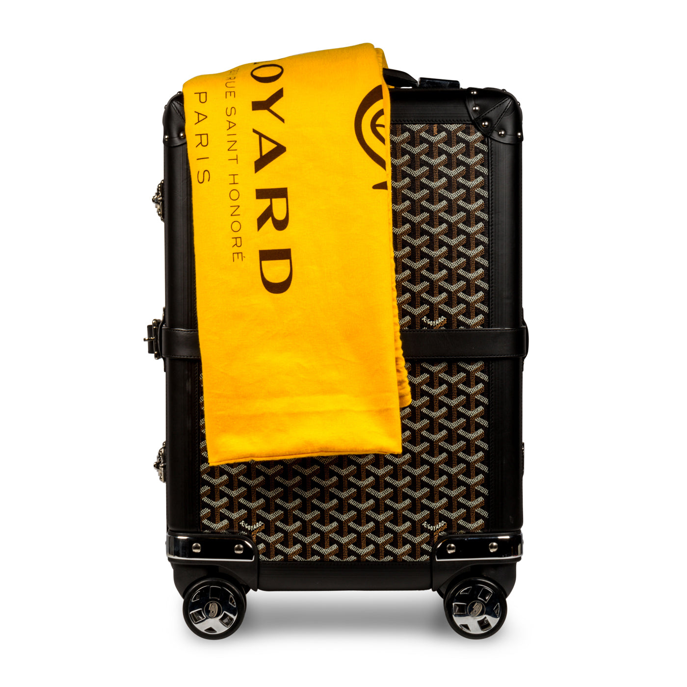 Goyard Bourget Trolley Case Wheeled Travel Luggage Carry on Rolling Suitcase  Gray Goyardine Canvas