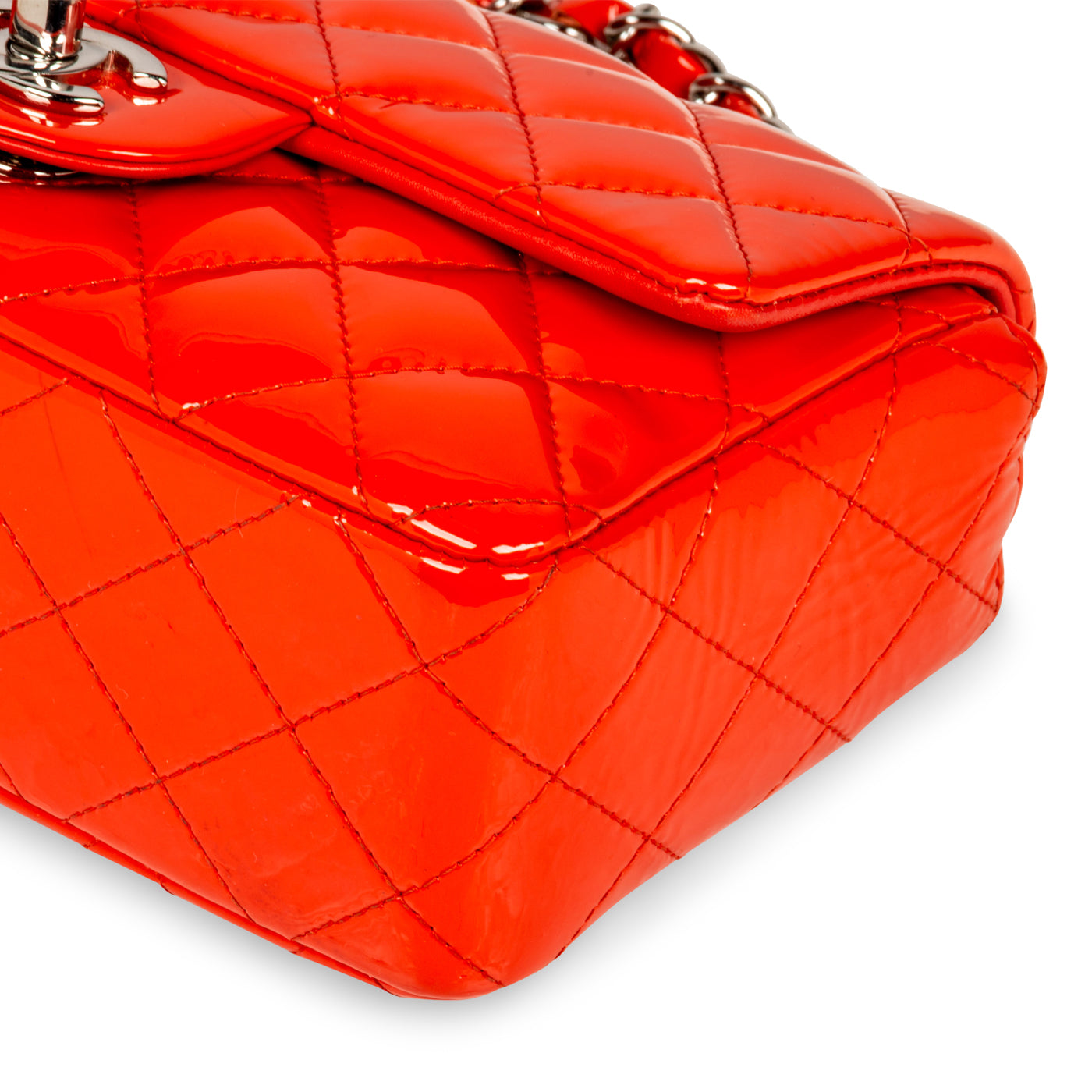 Chanel - Classic Flap Bag - Mini Rectangular - Red/Orange Patent