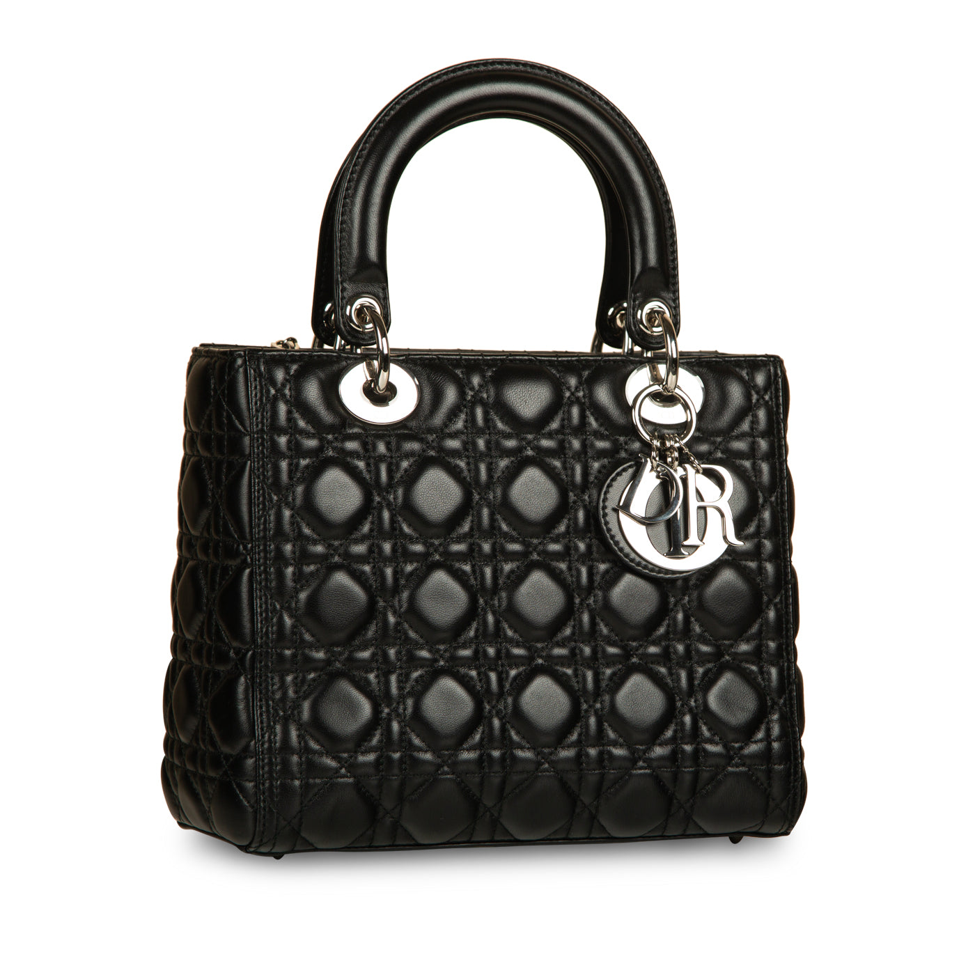 Dior Lady Dior Bag Cannage Lambskin Medium Black in Cannage Lambskin with  Silver-tone - US