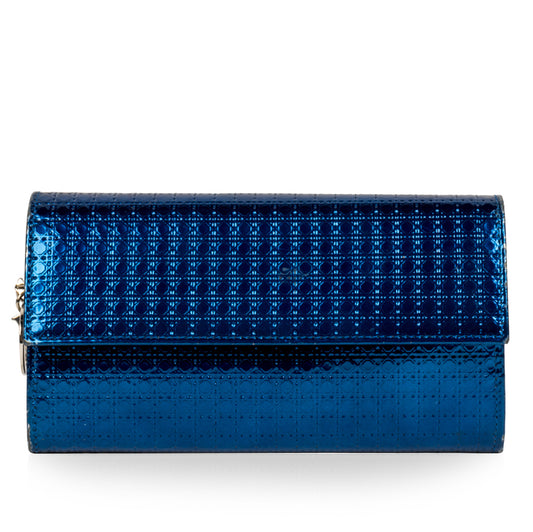 Cannage Metallic Wallet Blue