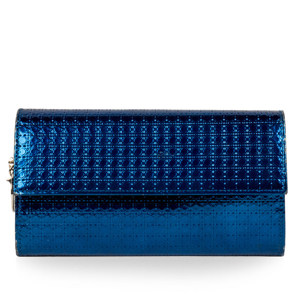 Cannage Metallic Wallet Blue