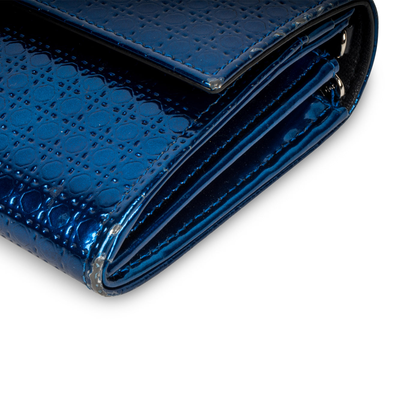 Cannage Metallic Wallet Blue