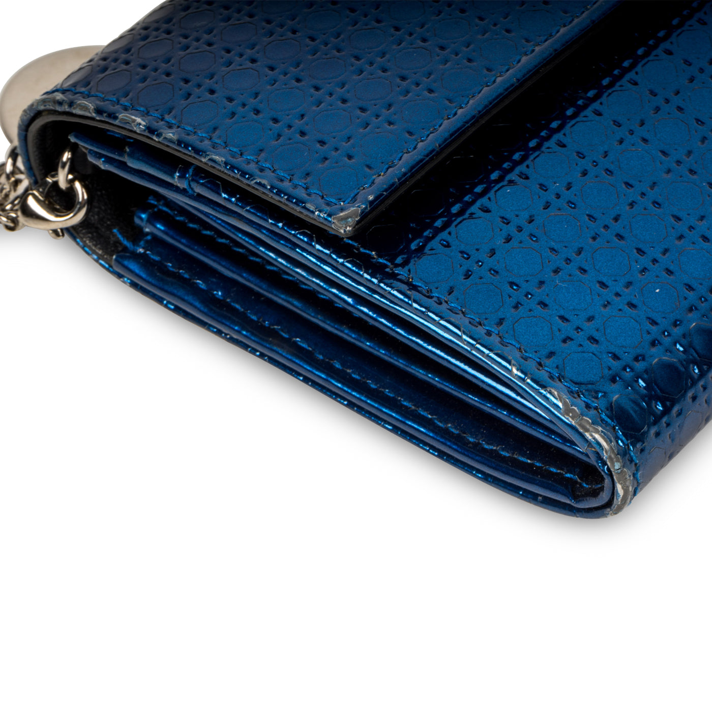Cannage Metallic Wallet Blue
