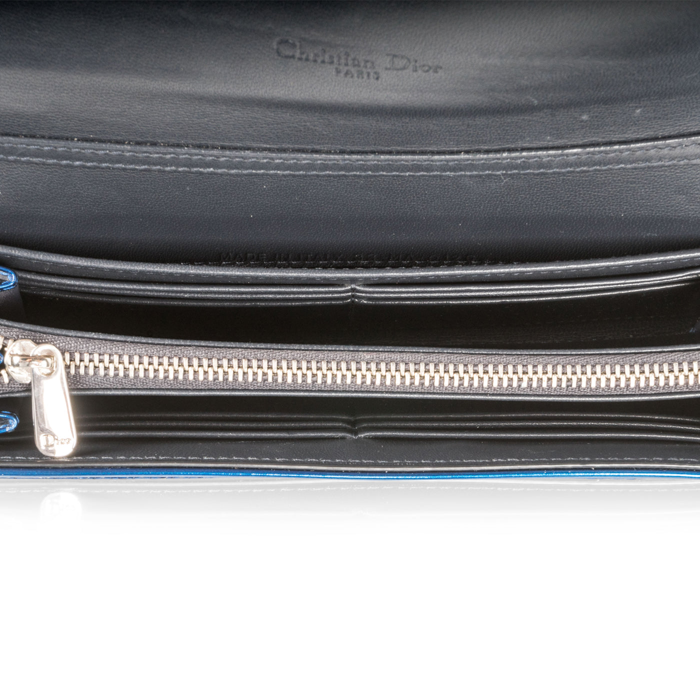 Cannage Metallic Wallet Blue