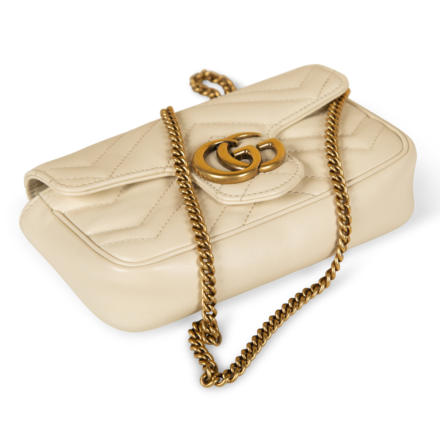 Gucci White Super Mini GG Marmont Bag for Women