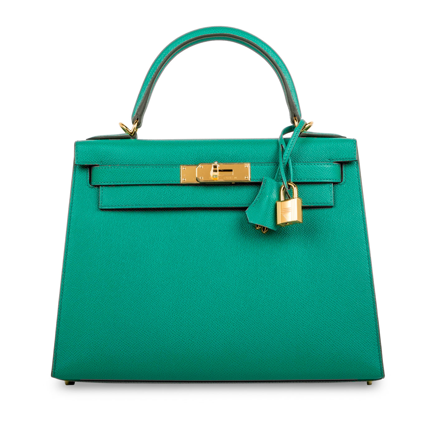 Hermes Kelly Handbag Vert Criquet Epsom with Gold Hardware 28 Green