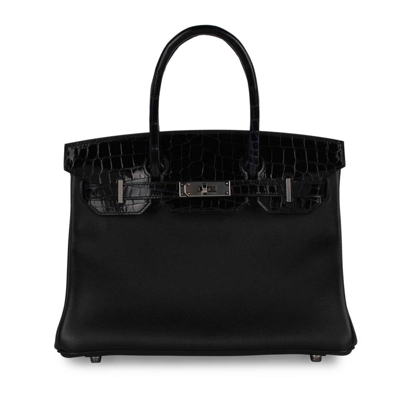 Birkin 30 Touch - Black and Blue Nuit Croc