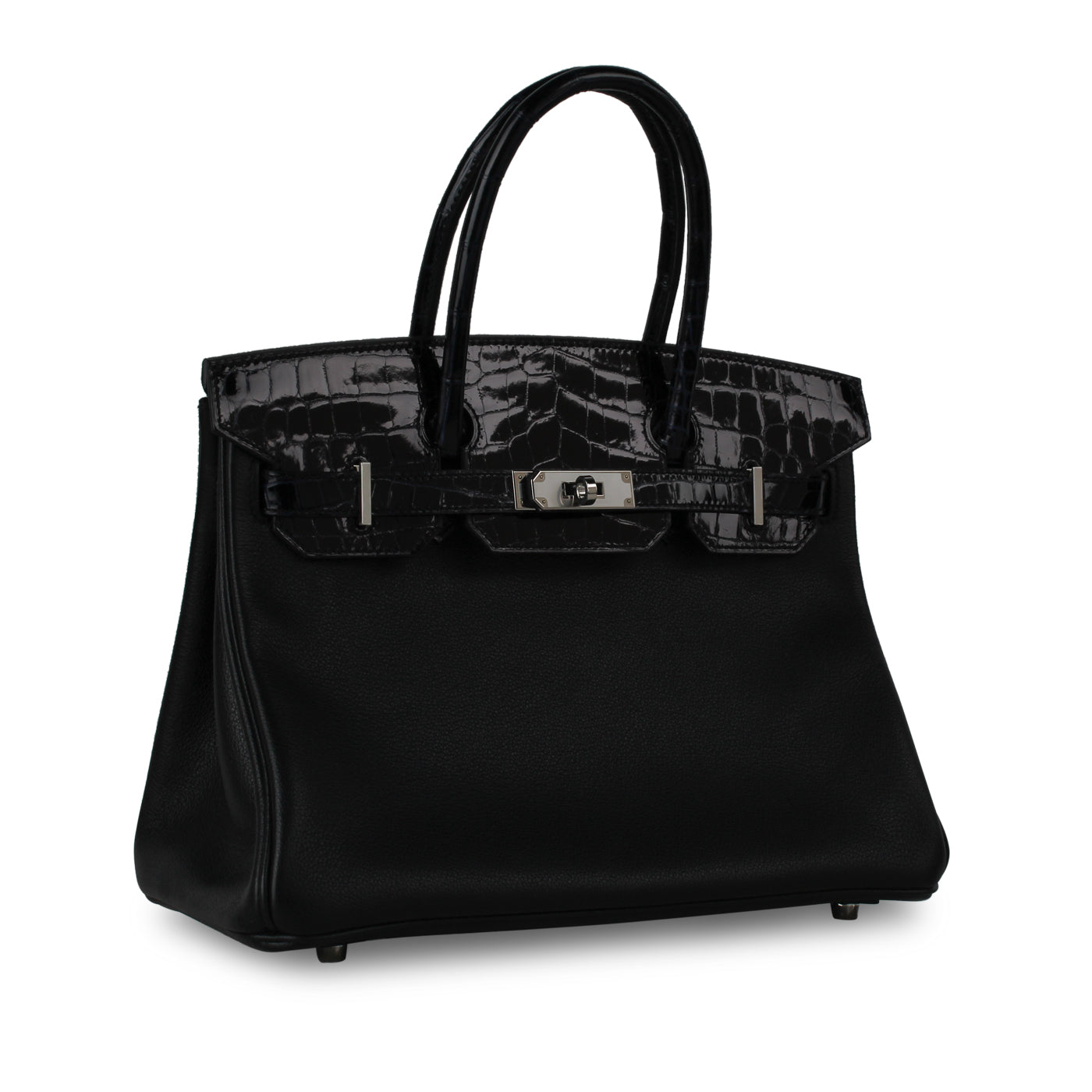 Birkin 30 Touch - Black and Blue Nuit Croc