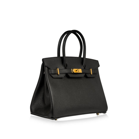 Hermès - Hermès Birkin 30 Epsom Leather Handbag-Noir Silver Hardware