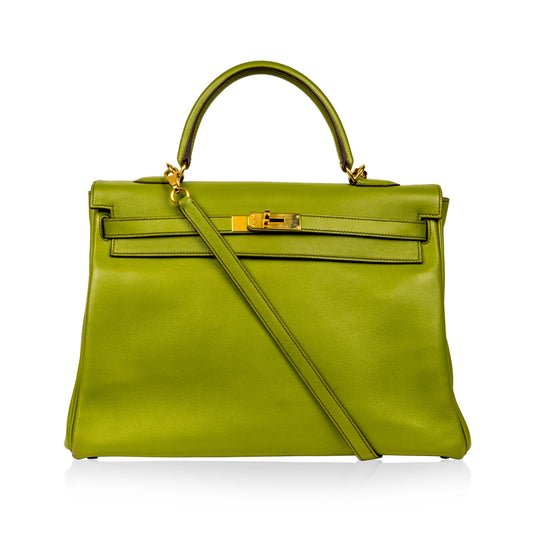 Kelly 35 - Vert Anis Swift leather