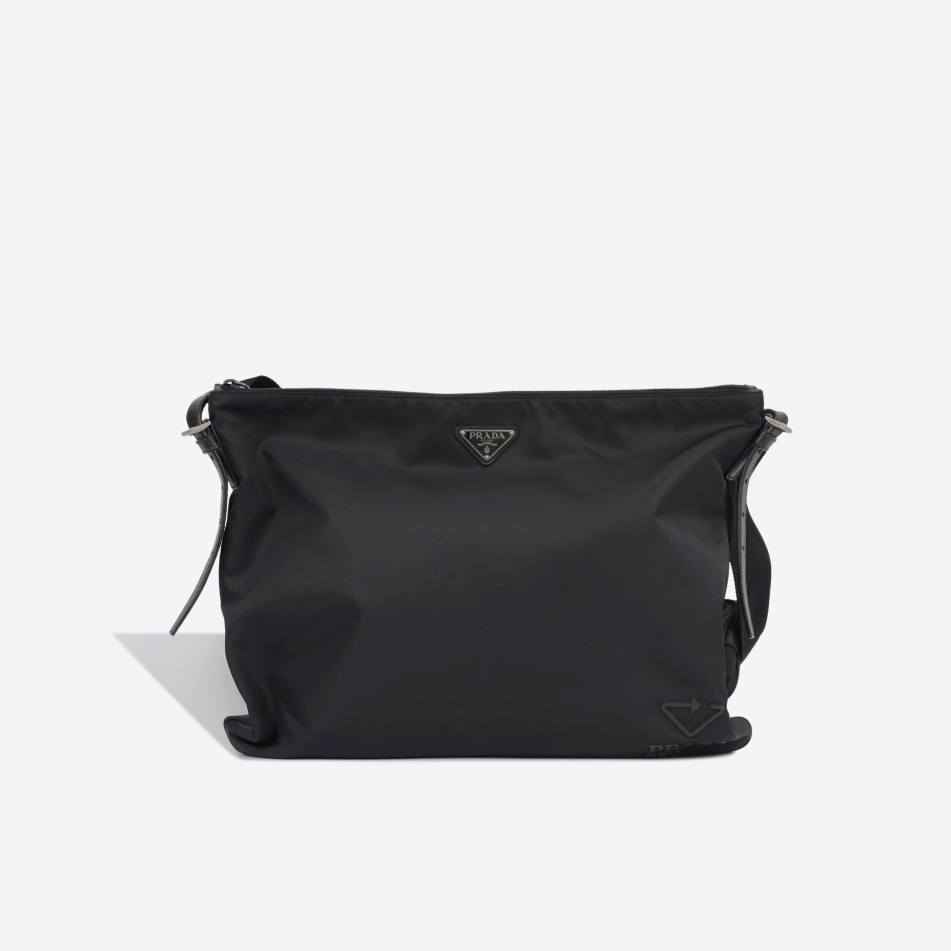 Prada Re Nylon Cargo Messenger Bag Black SHW Pre-Loved