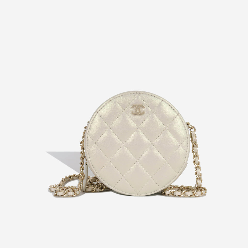 Chanel Round Clutch - 13 For Sale on 1stDibs  chanel round bag, chanel 19 round  clutch with chain, chanel round bag price