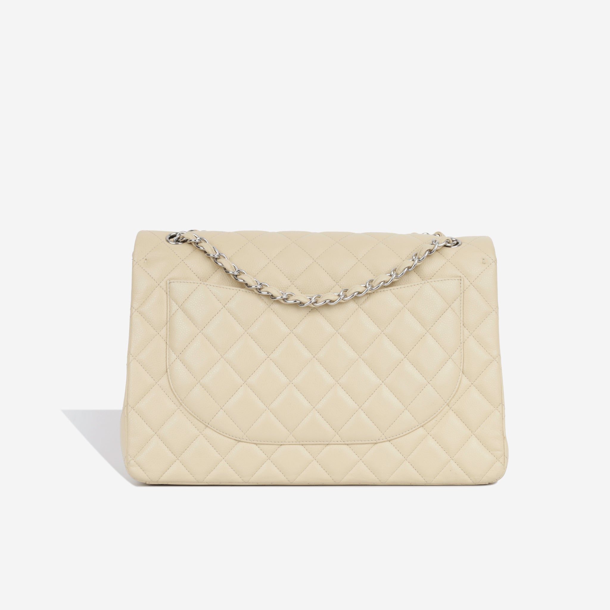 Chanel Vintage Cream Caviar Quilted 2.55 Medium Classic Double