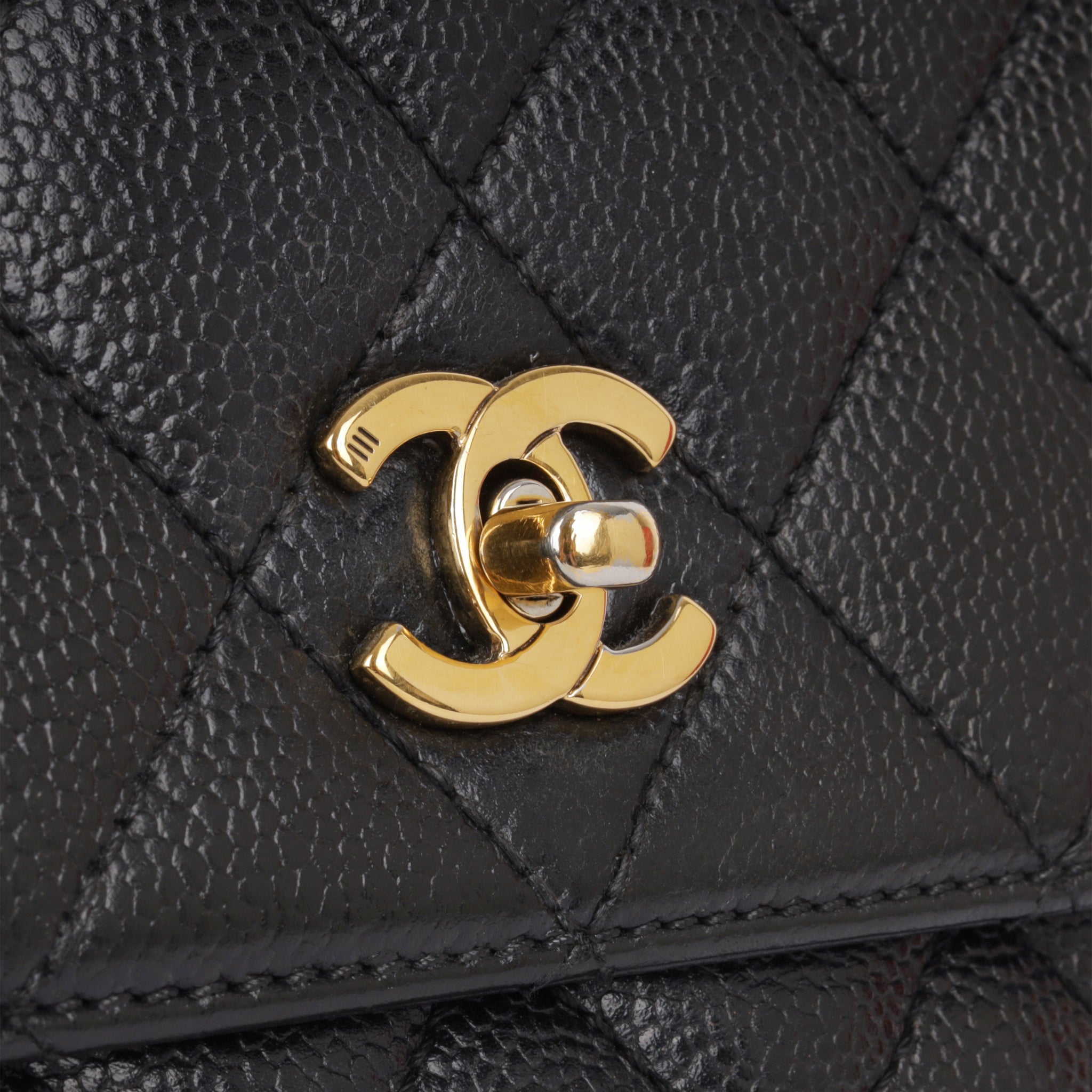 Chanel - Vintage Kelly Top Handle Bag - Black Caviar - GHW - Pre Loved