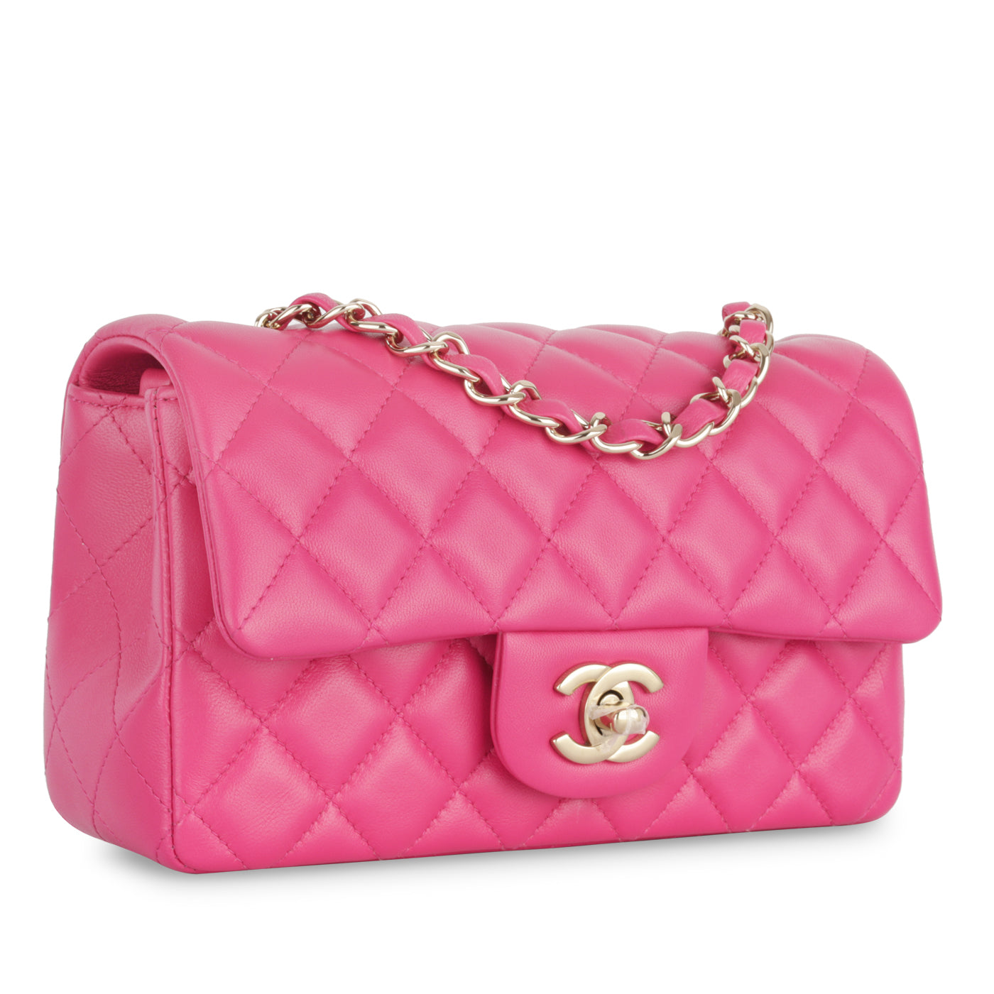 Chanel - Classic Flap Bag - Mini Rectangular - Fuchsia Pink Lambskin CGHW -  Unused
