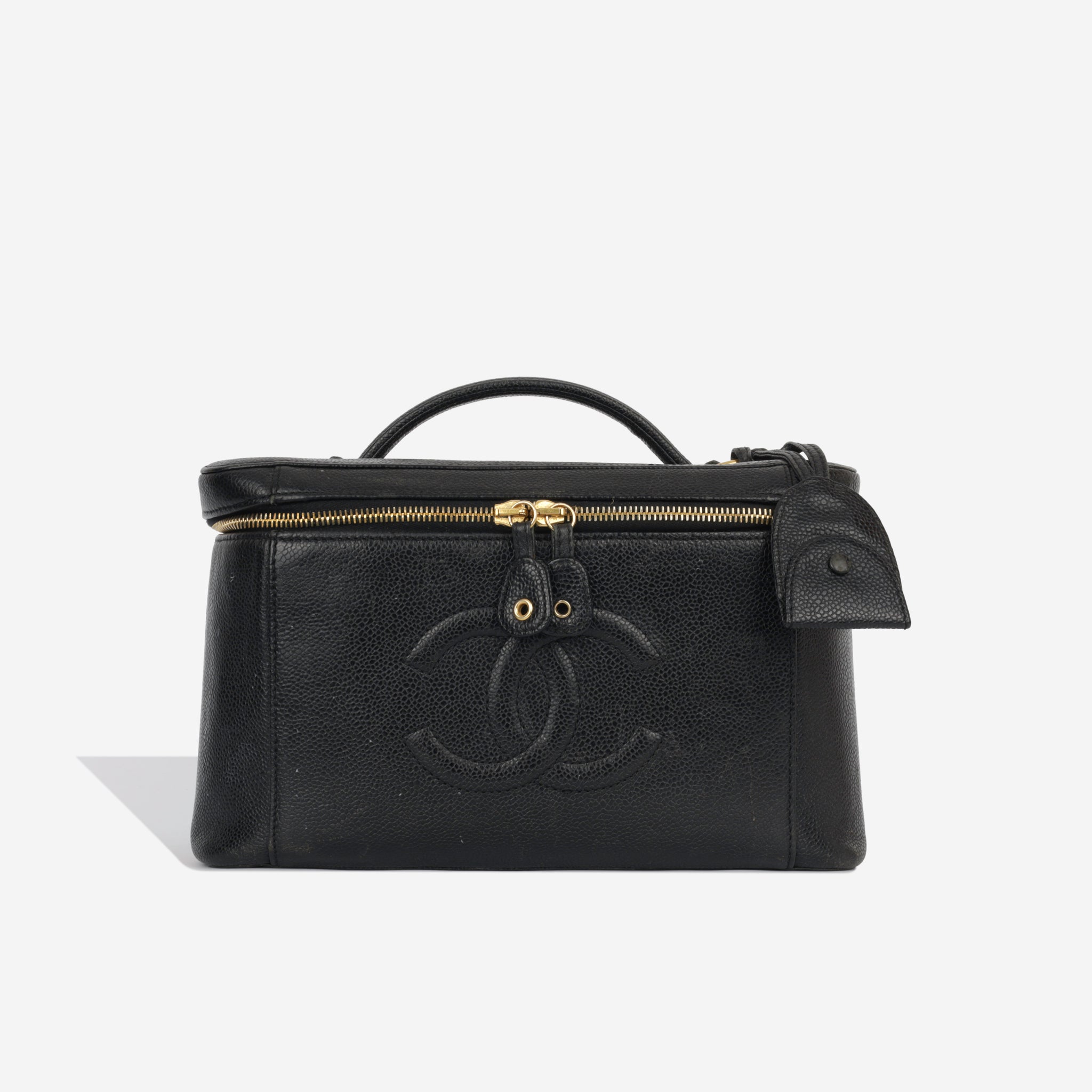 Chanel Flap Box Vintage 1997 Classic Single Rare Black Caviar Leather Shoulder Bag