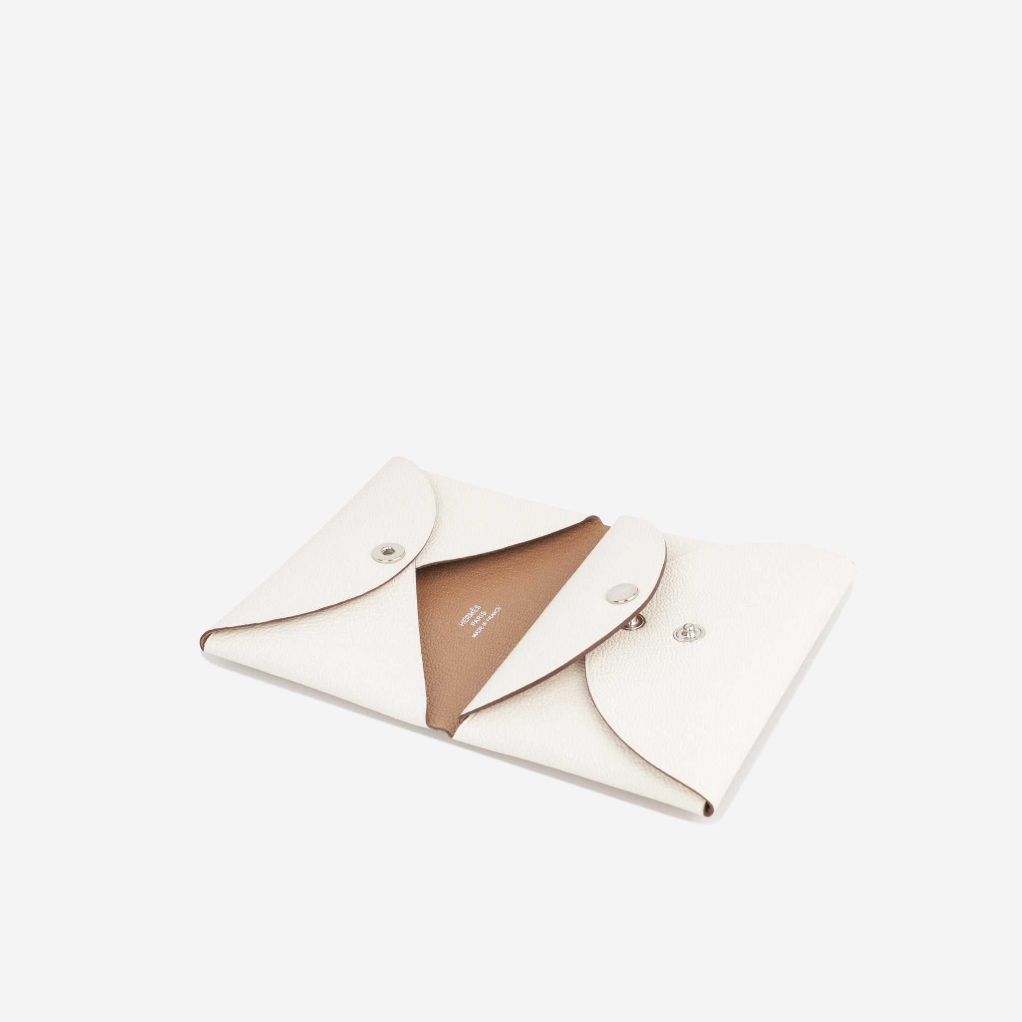 HERMES Calvi Duo Verso Card Holder Craie/ Quebracho - Timeless Luxuries