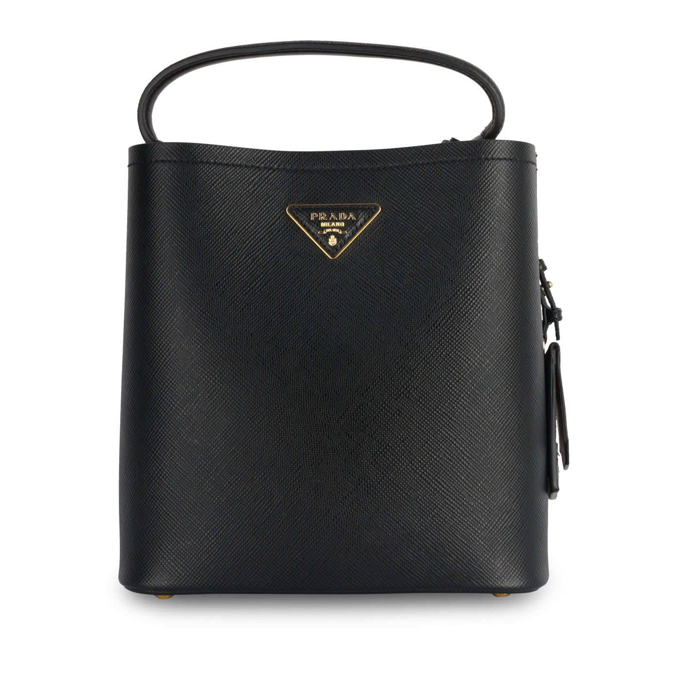 Prada Panier Small Leather Shoulder Bag Black